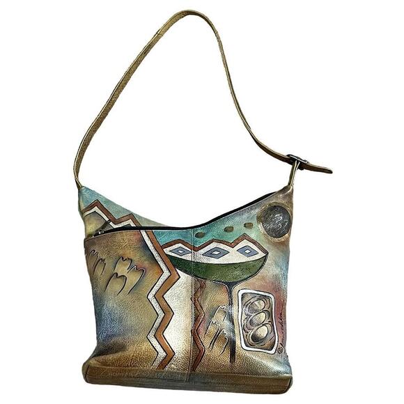 ANUSCHKA  GENUINE  LEATHER  HAND PAINTED‎ HOBO BAG - Picture 2 of 13